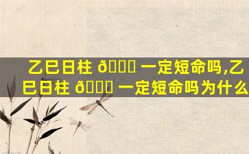 乙巳日柱 🐎 一定短命吗,乙巳日柱 🐈 一定短命吗为什么